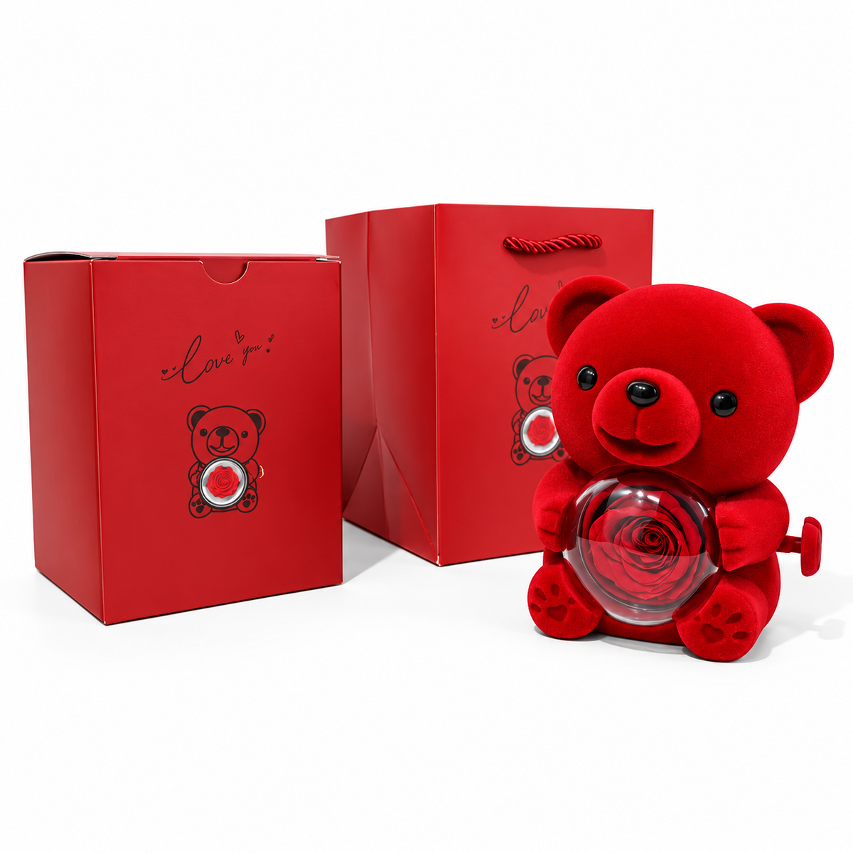 Soft Eternal Rose Bear / Engraved Necklace