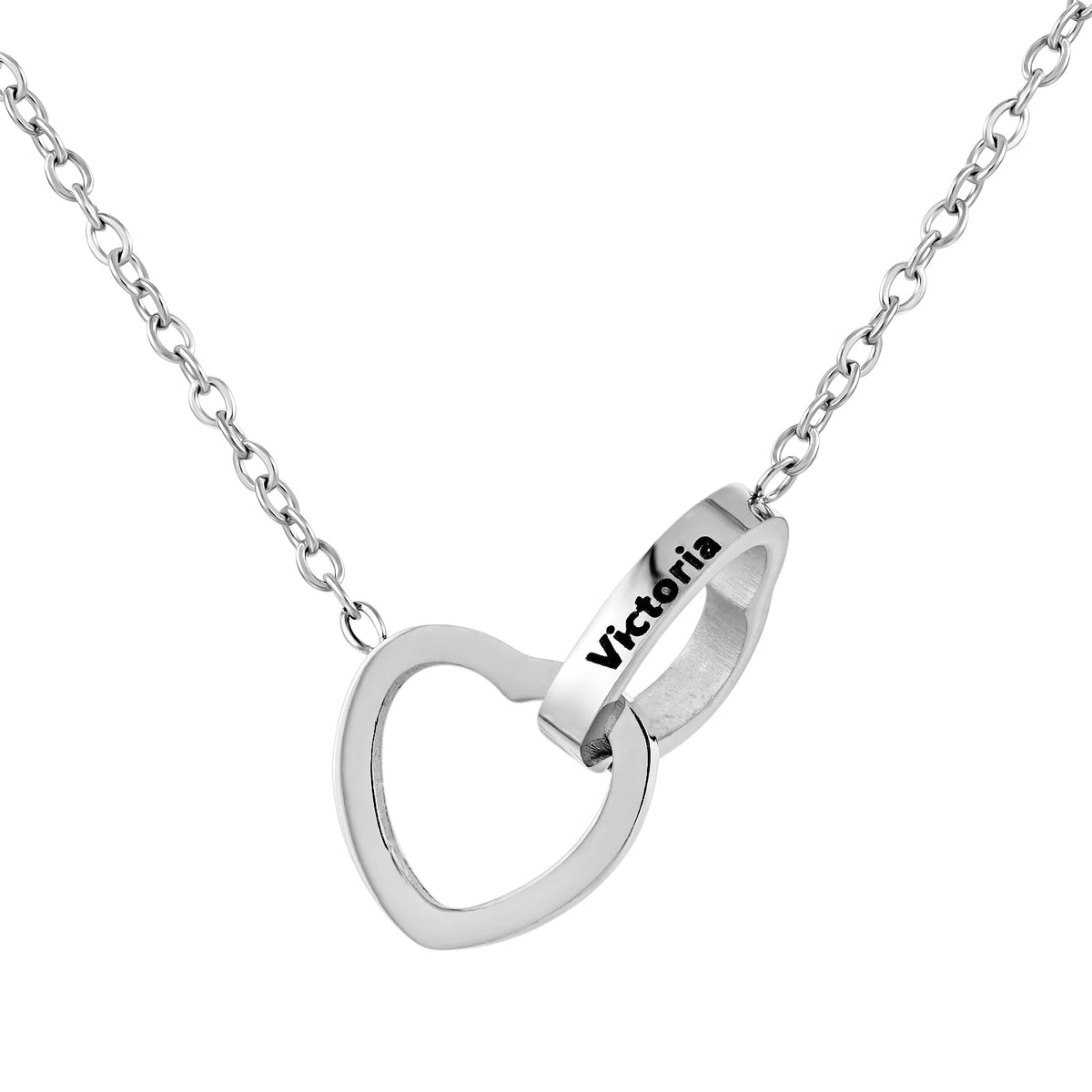 Engraved necklace with interlocking hearts