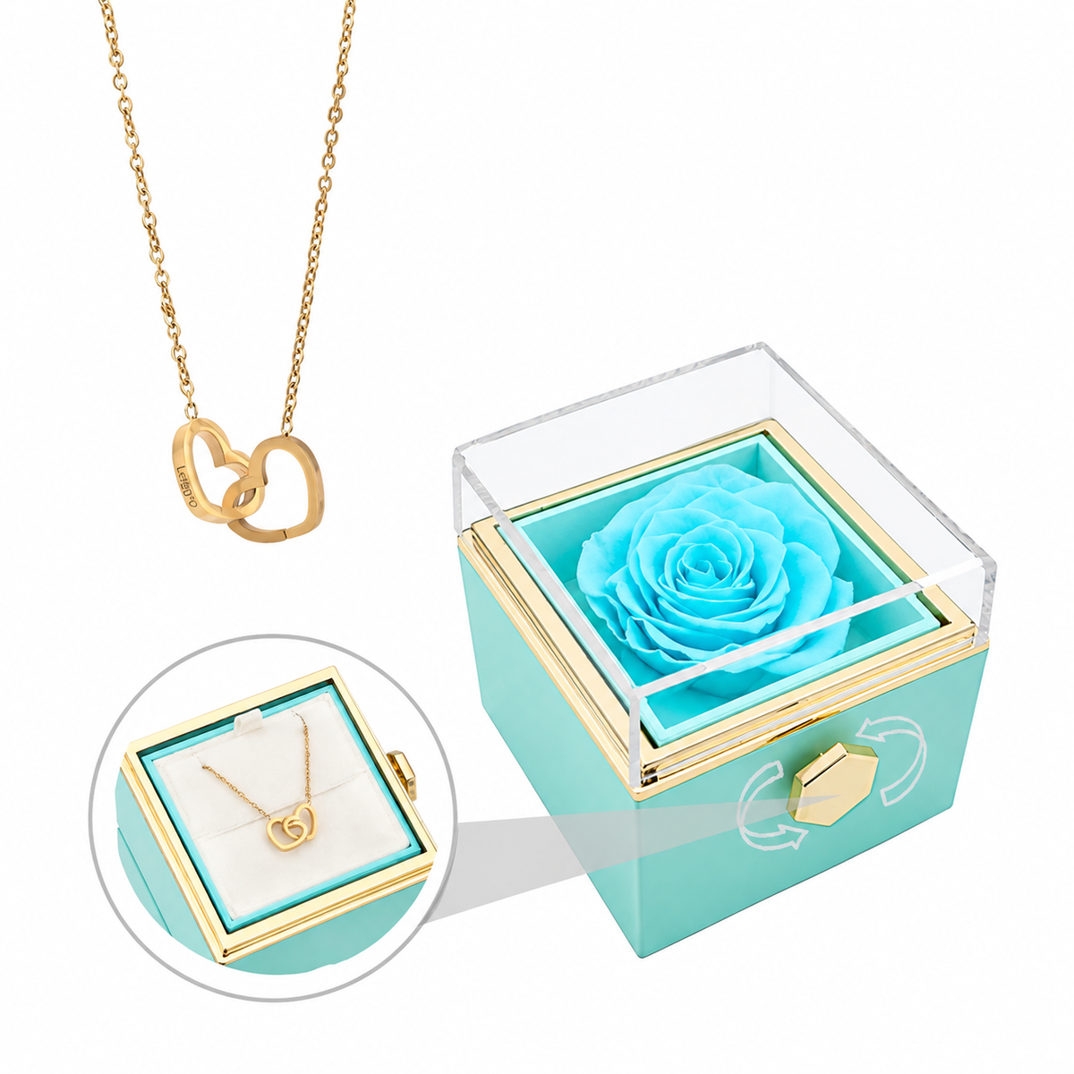 Engraved necklace with interlocking hearts