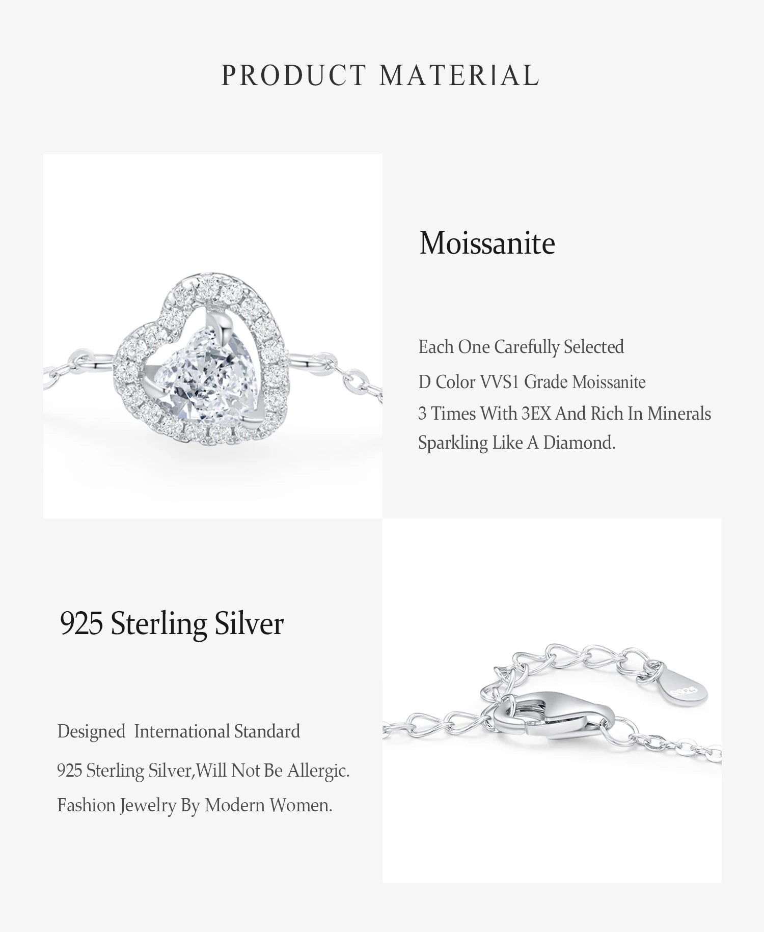 925 Sterling Silver Elegant 1Ct Heart