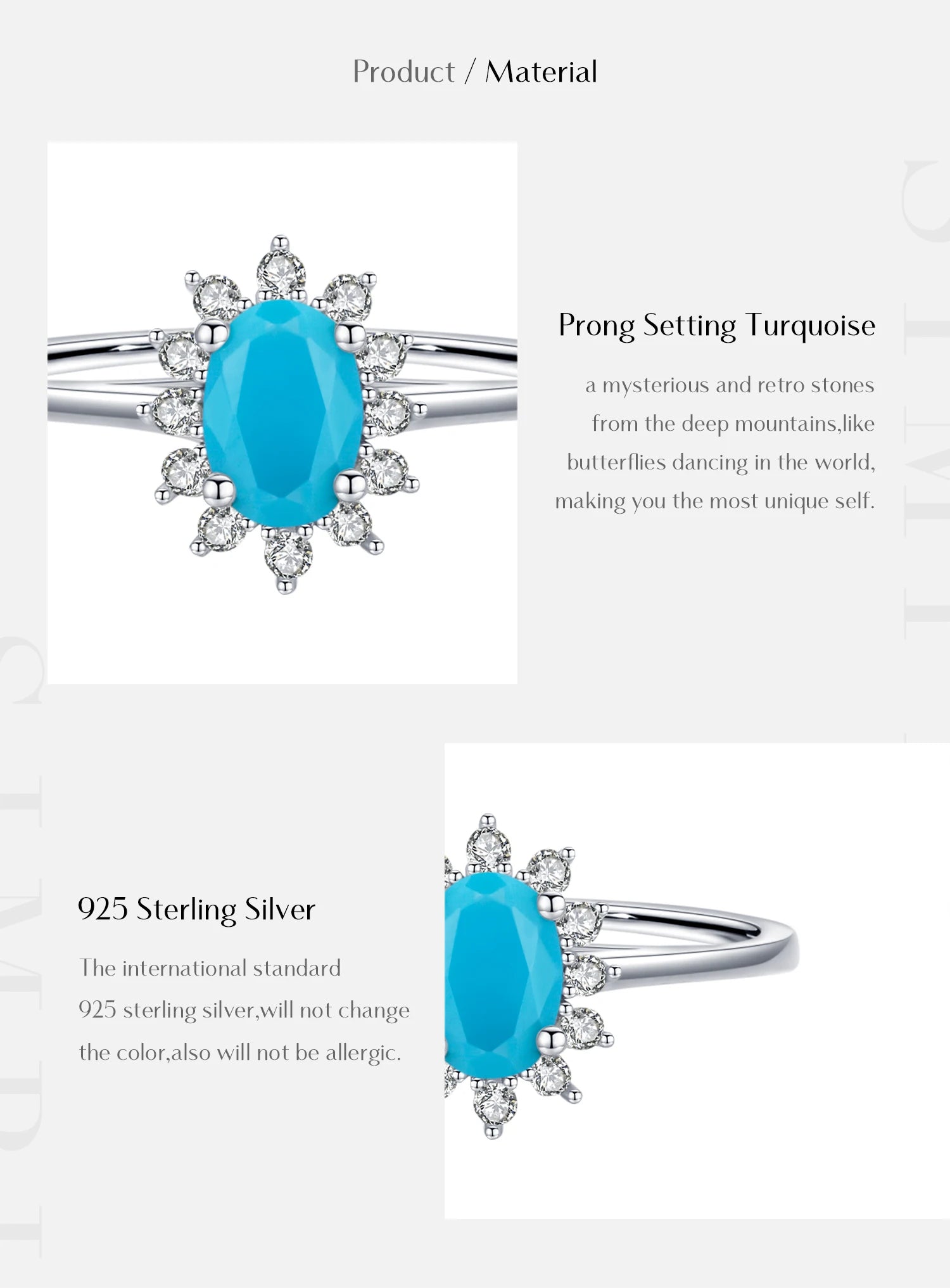 925 Sterling Silver Ring Fashion Turquoise