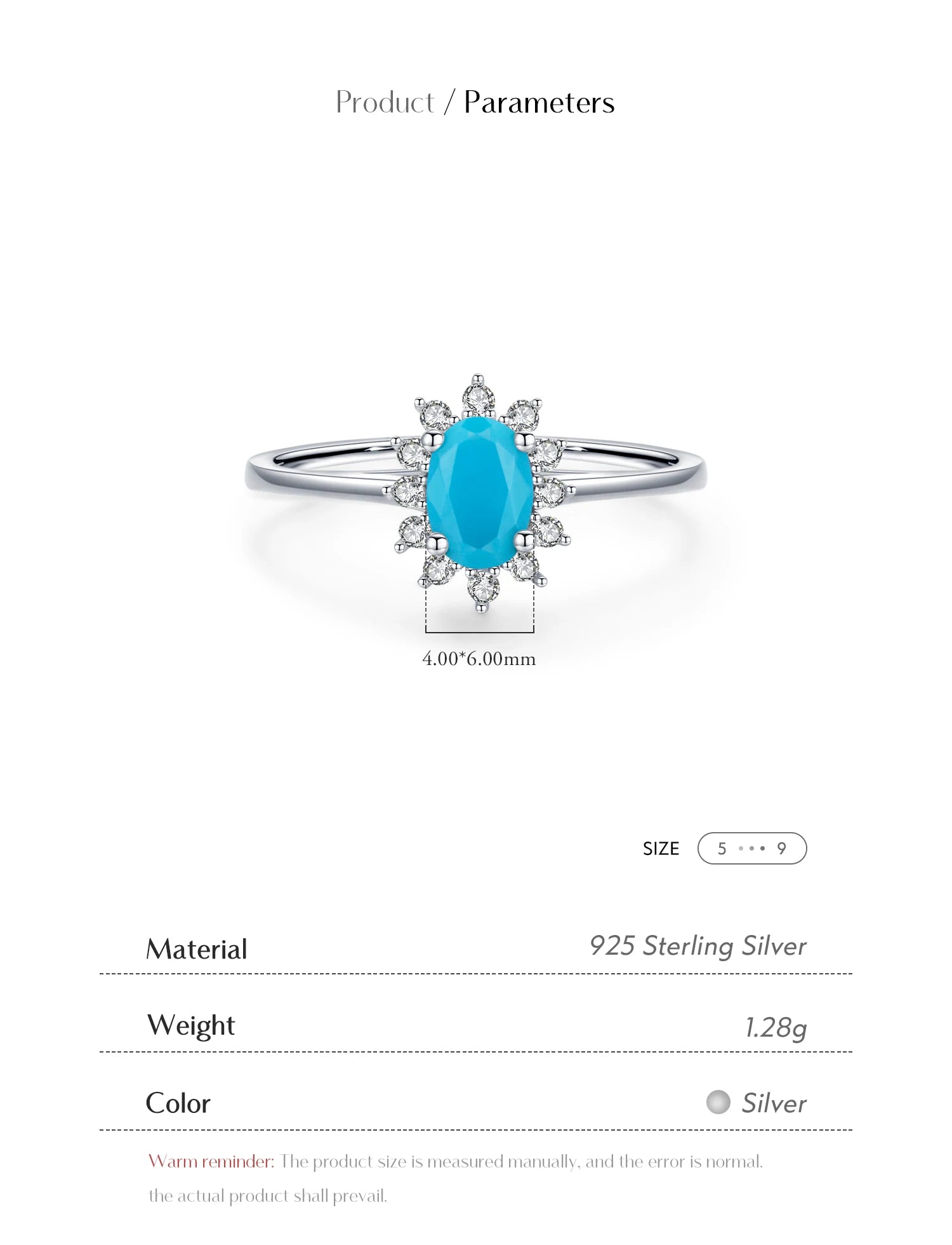 925 Sterling Silver Ring Fashion Turquoise