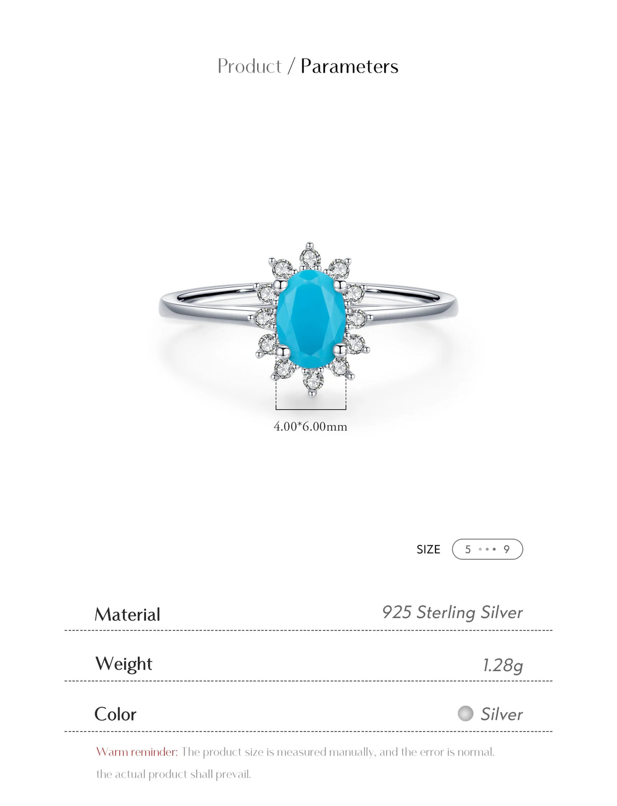 925 Sterling Silver Ring Fashion Turquoise