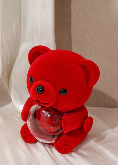 Soft Eternal Rose Bear / Engraved Necklace
