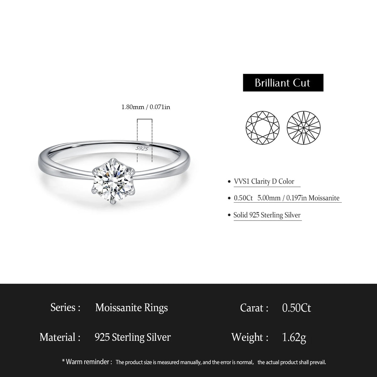 Elara Classic S925 Silver Ring
